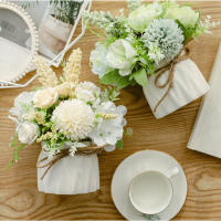 Bouquet De Flores Artificiales Hydrangea Y Rosas Silken Decoración Para Hogar Jardín Bodas Y Navidad Plantas Decorativas Con Vaso - details 2