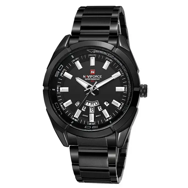 Reloj De Pulsera De Cuarzo NAVIFORCE NF9038 Para Hombre Acero Inoxidable Resistente Al Agua Deportivo Militar Con Fecha Y Display De Semana - 1
