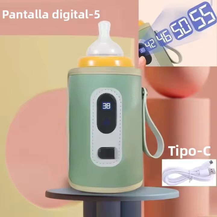 Bolsa Térmica Portátil Para Lactantes Calentador De Botellas De Leche Digital USB Impermeable Y Duradera Para Viajes 360ml - 1