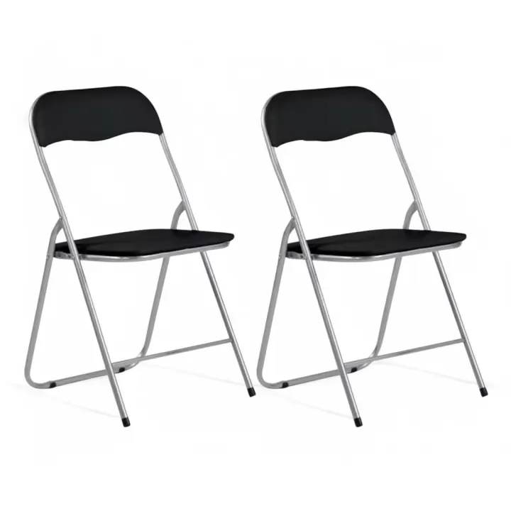ORION91 Silla Plegable AQUILA Acolchada Piel Sintética y Estructura Metálica - Color Negro 🖤 39 x 44 x 78 cm - SpazioLuzio - 1