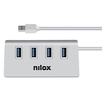 Nilox NXHU7ALU2 Hub USB 2.0 Elegante A 7 Porte - Multipresa Compatta Con Base Antiscivolo