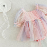 Vestido De Verano Para Bebé Con Pétalos Y Lazo En Malla Colorida Traje De Baño Para Niñas Con Mangas Cortas Estilo Cute - details 5