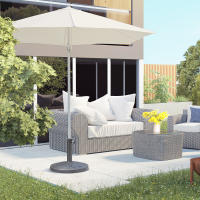 Outsunny Base para Sombrilla de Jardín Peso Neto 12 kg Soporte de Parasol Redondo de Resina para Postes de 38mm/48mm para Terraza Patio Exterior Ø44x34 cm Bronce - details 1