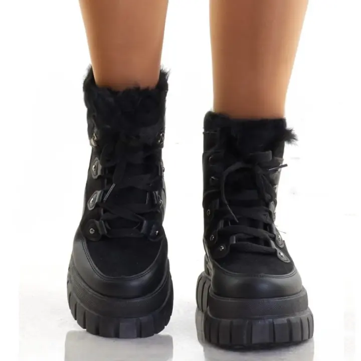 Eva Zorteon - Botines con plataforma y pelo  por dentro para mujer. Marca FASHION BELLA - 1