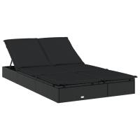 vidaXL Tumbona 2 personas ratán sintético con cojines Negro y crema, Gris, Negro Sillas de Exterior Ideal para jardín, playa, piscina, terraza Tumbona Piscina Tumbonas Playa Tumbonas Jardín Exterior - details 2