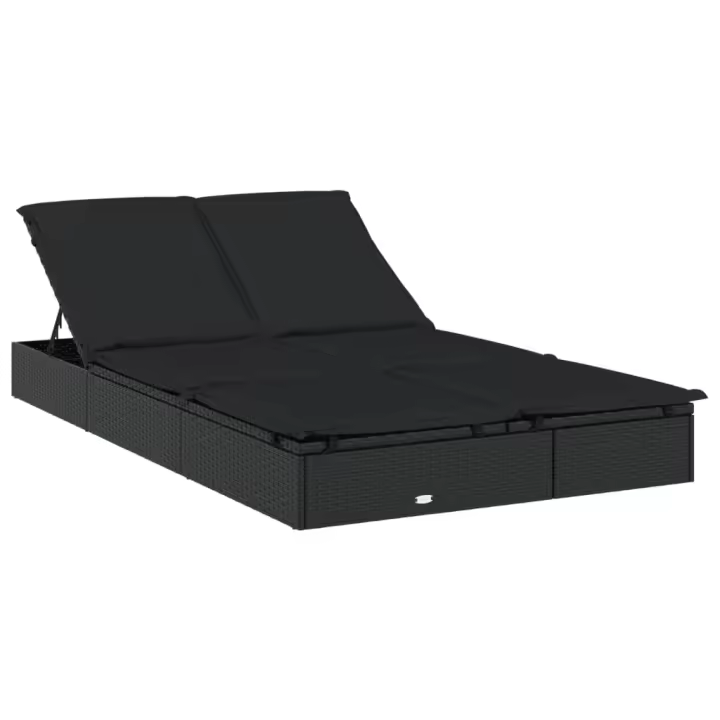 vidaXL Tumbona 2 personas ratán sintético con cojines Negro y crema, Gris, Negro Sillas de Exterior Ideal para jardín, playa, piscina, terraza Tumbona Piscina Tumbonas Playa Tumbonas Jardín Exterior - 1