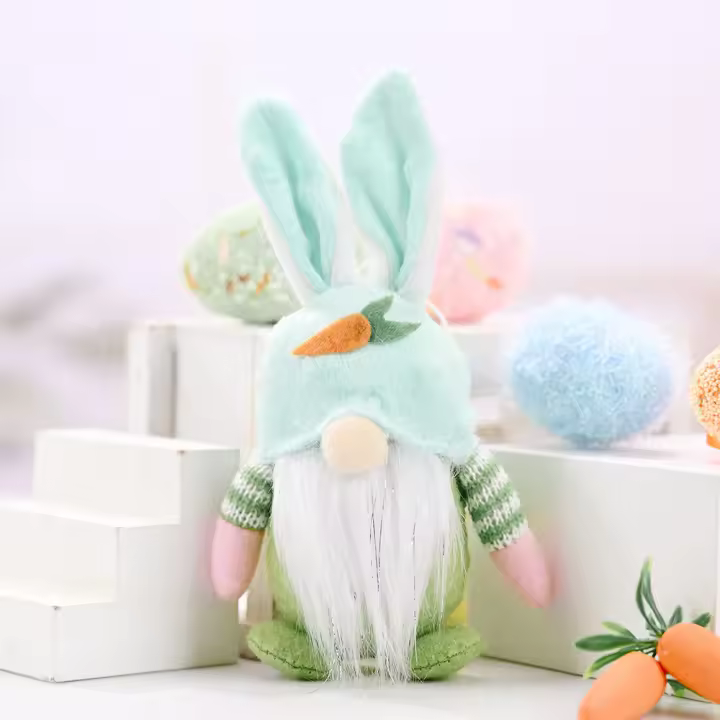 Muñeco De Pascua Sin Cara Gnome Conejo Hecho a Mano Decoración Reutilizable Para El Hogar Obsequio Para Niños Adornos Colgantes De Primavera - 1