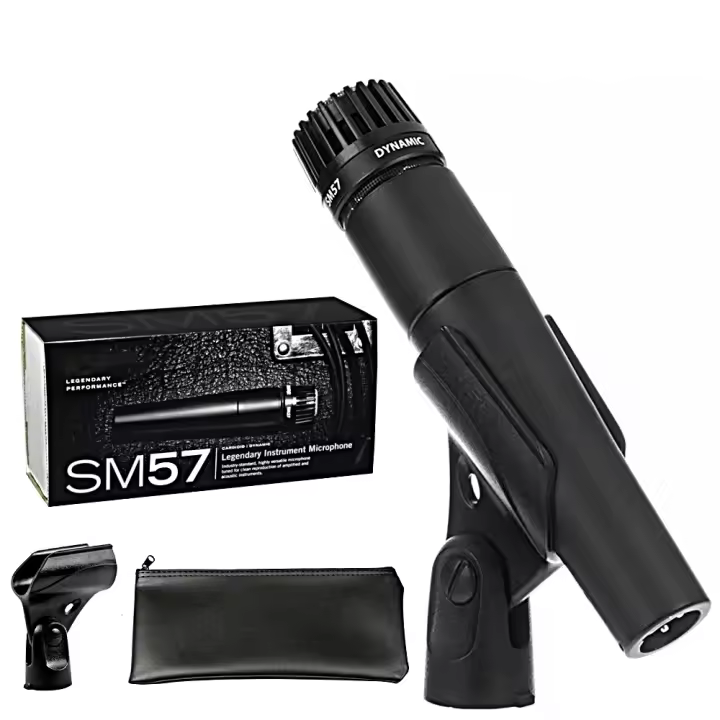 Micrófono Dinámico Cardioid Metal SM57 Para Escenario Cantar Profesional Con Cable Para Grabación Vocal Karaoke BBOX Shure - 1