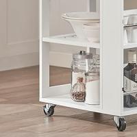 Carrito Auxiliar de Cocina con 3 Estantes 1 Cajón y 4 Ruedas Carrito de Servir Multiusos 50 x 37 x 86 cm Blanco ES - details 2