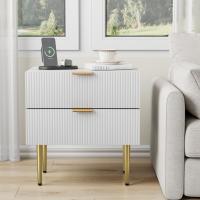 Mesita de noche para dormitorio, Mesita de noche Blanca con diseño, Mesita de noche Moderna, Pitas metálicas. - details 4