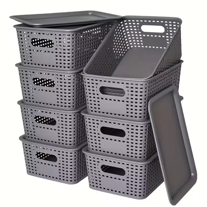 Cestas De Almacenamiento Modernas De Plástico Con Tapa Plegables Y Multifuncionales Para Escritorio De Oficina Dormitorio Clase Organización De Contenedores - 1