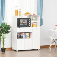 HOMCOM Aparador Auxiliar para Microondas Alacena Buffet de Cocina con 2 Armarios de Puertas 1 Cajón y Estantes de Almacenamiento 90x40x120 cm Blanco - details 1