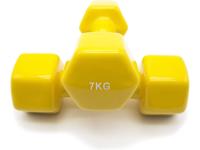 OZIO FITNESS 2 Unidades 7 kg Mancuernas Pesas Hexagonales de Vinilo Fitness Gimnasia Amarillo - details 1