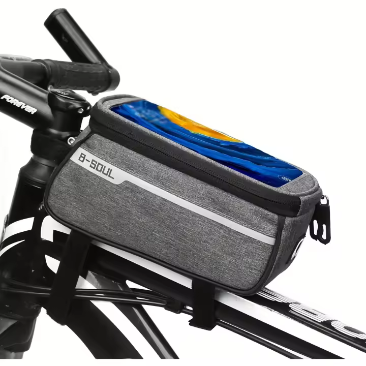 Bolsa De Manillar Para Bicicleta B-SOUL Front Beam Bag Compatible Con Bicicletas De Montaña Y Carretera Bolsa Táctil Para Móvil - 1