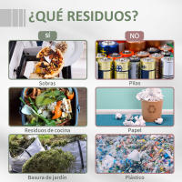 Outsunny Compostador de Tambor Giratorio con Capacidad 160 litros de Doble Cámara y Ventilación Marco de Acero para Residuos Orgánicos de Jardín 71x64x96cm - details 4