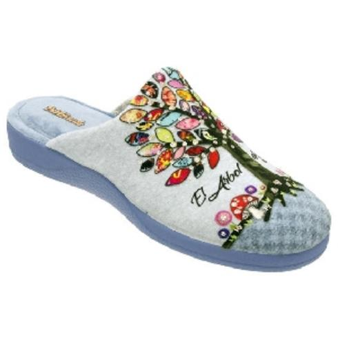 ZAPATILLA 1135 Zapatillas de Casa de Mujer Doctor Cutillas - "El Árbol" (Árbol de la Vida) 🌈  Añade un toque artístico y vibrante a tu descanso con estas originales y cómodas zapatillas de la marca Doctor Cutillas. Su diseño de "El Árbol" te
