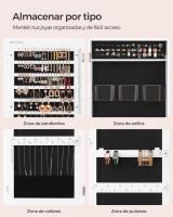 Espejo Joyero de Pared sin Marco con Cerradura, Incluye 2 Organizadores de Cosméticos y Llaves, Blanco o Marrón - details 7