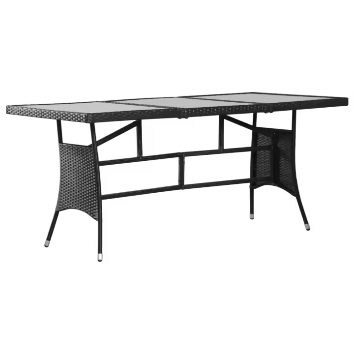 Mesa de Jardín sintético Negro 170x80x74 cm - 1