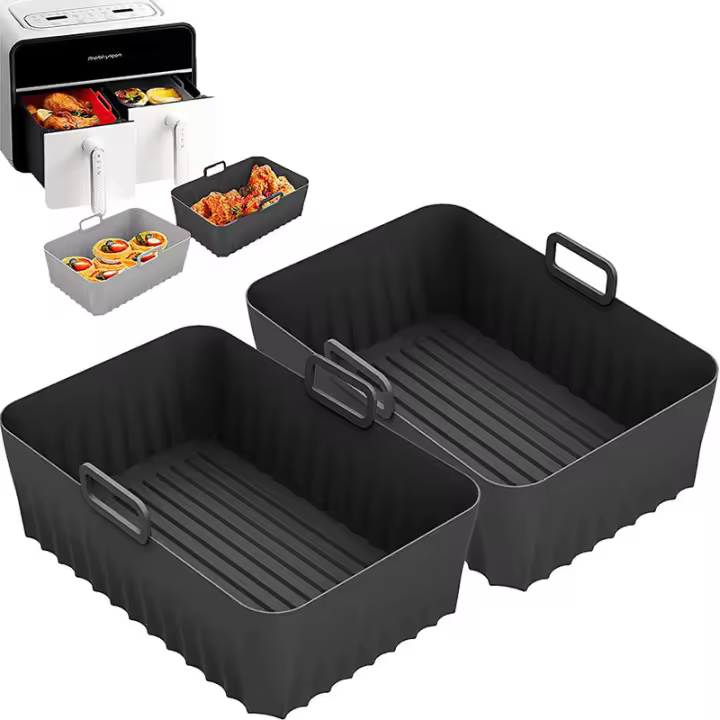 Juego de 2 accesorios para freidora de aire (21,5 x 14,5 x 7 cm), molde para freidora de aire Ninja Foodi AF400EU AF300EU 9,5 L, molde de silicona para freidora de aire instantánea Ultenic MasterPRO Dual Air Fryer - 1