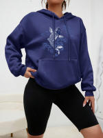 Sudadera De Mujer Con Capucha Estampada De Koi De Buena Suerte Estilo Casual Harajuku De Poliéster Suave Con Bolsillo Para Otoño Multicolor - details 12