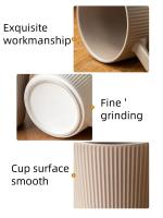 Taza De Cerámica Nórdica De 500ml Con Asa Para Café Leche Y Agua Color Sólido Y Rayado Uso Doméstico Y Oficina - details 4