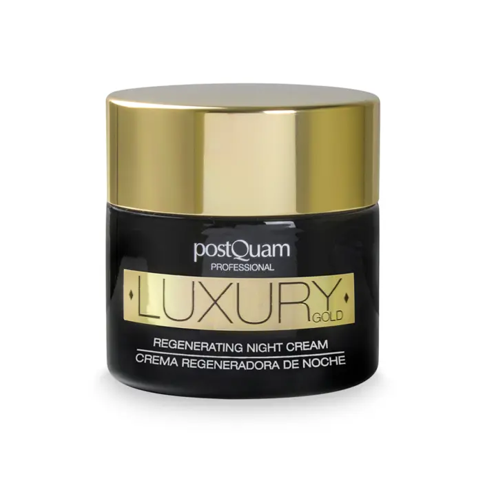 PostQuam - Crema Facial de Noche Antiedad Nutritiva y Regeneradora Luxury Gold - Crema de Noche Acido Hialuronico con Oro Coloidal, Manteca de Karité, Germen de Trigo, Rosa Mosqueta y Vitamina E - Crema Antiedad y Antioxidante - 50 ml - 1