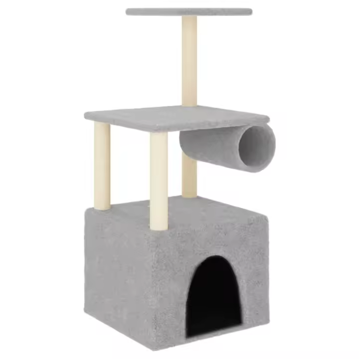 vidaXL Árbol Rascador para Gatos con Postes Torre Escalador Sisal Color Gris claro,  Crema,  Gris oscuro y mas - 1