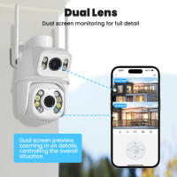Cámara De Seguridad Exterior Inalámbrica 8MP 4K PTZ Con Doble Lente Y Pantalla Dual AI Detecta Humanos Rastreo Automático ICSee App - details 3