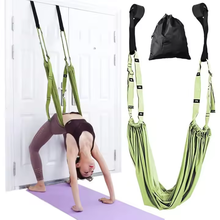 Banda de estiramiento para fitness y yoga, camilla de piernas ajustable, entrenador de asistencia para la flexión de la espalda, mejora la flexibilidad de las piernas, la cintura y la espalda, equipo de fitness para el hogar, verde - 1