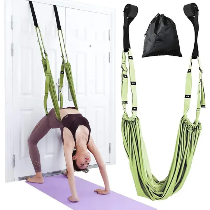 Banda de estiramiento para fitness y yoga, camilla de piernas ajustable, entrenador de asistencia para la flexión de la espalda, mejora la flexibilidad de las piernas, la cintura y la espalda, equipo de fitness para el hogar, verde - 1