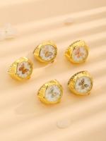 Anillo De Moda 5pcs Con Diseño De Mariposa Reloj De Cuarzo Para Mujeres Y Hombres Material Metálico Unisex - details 0