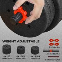 HOMCOM Juego de Mancuernas Ajustables de 20 kg 2 en 1 Juego de Pesas de Dumbbell con Barras Conexión y Barra de Extensión Kit de Levantamiento de Pesas para Hombres y Mujeres Gimnasio en Casa Negro - details 5