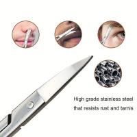 Tijeras De Cejas Y Barba De Acero Inoxidable Para Peinado Facial Tamaño Compacto Para Hombres Y Mujeres Uso En Cejas Nariz Y Barba - details 2