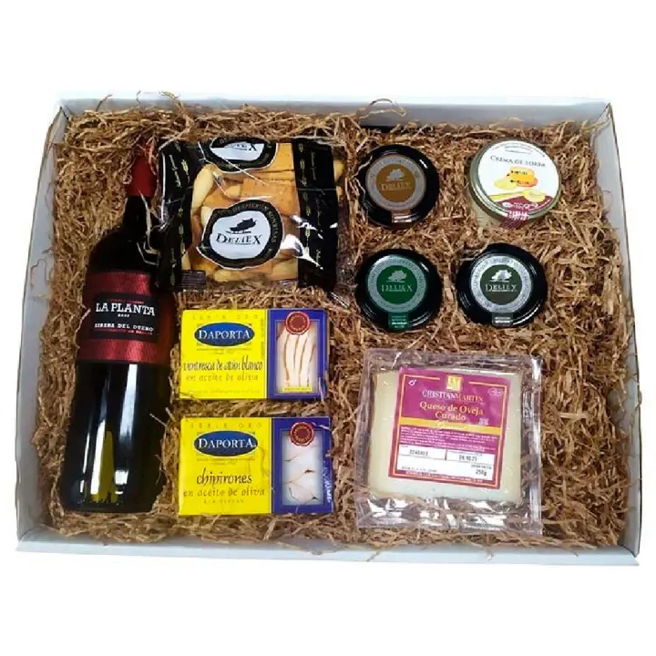 Estuche gourmet con Vino Ribera del Duero, cremas de queso, conservas gourmet y picos de pan - Regalo perfecto - 1