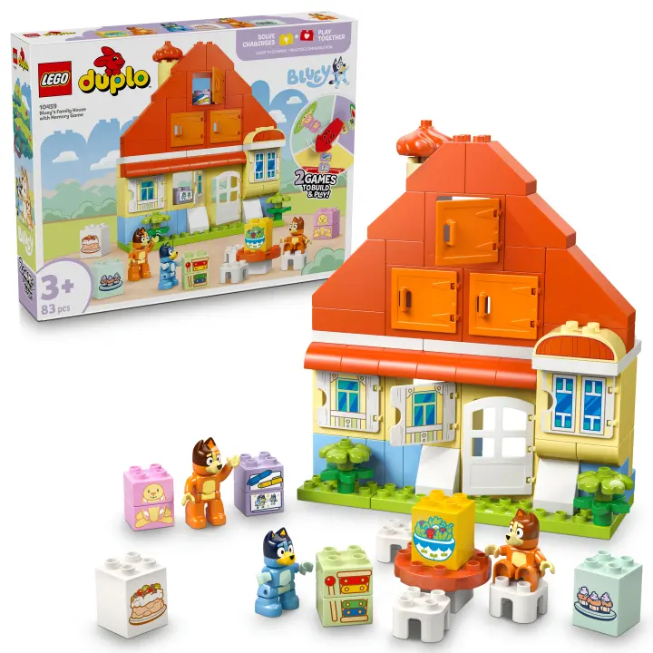 [PREVENTA] LEGO DUPLO 10459 Bluey Casa Familiar de Bluey con Juego de Memoria - Juguete Interactivo Infantil 2 en 1 - Juego de Mesa -3 Figuras y Ventanas que Se Abren - Regalo para Niñas y Niños apartir de 3 Años - 1