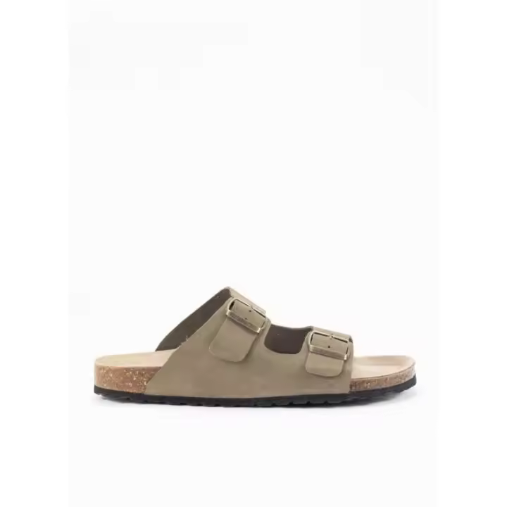 Sandalia de Piel para Mujer en Color Kaki - 1