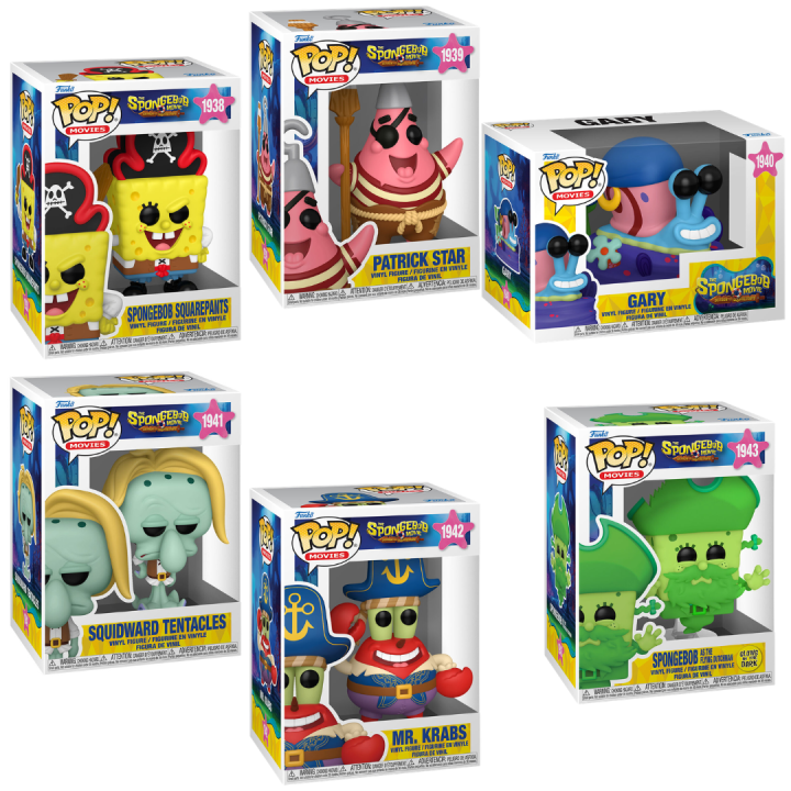 Funko Pop Cine Y TV Bob Esponja Una Nueva Aventura Pirata SpongeBob Squarepants 1938 Patricio Estrella 1939 Gary 1940 Calamardo Tentáculos 1941 Mr Cangrejo 1942 Bob Esponja como el Holandés Errante 1943 Figura Coleccionable Regalo
