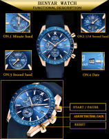 Reloj De Cuarzo Para Hombre BENYAR Lujo Casual Con Correa De Silicona Cronógrafo Militar Resistente Al Agua 30M Manos Luminosas Estilo Fashion & Casual - details 2