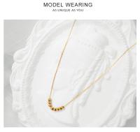 Collar Minimalista De Acero Inoxidable Dorado Para Mujer Cadenas Delgadas Con Cuentas De Metal Joyería De Collar Clásica - details 2