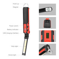 Lámpara De Trabajo LED COB Recargable USB Con Gancho Magnético Y Batería 18650 Torch Inspección Luz De Mano Impermeable 1200 Lumen - details 9