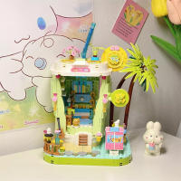 Juguete De Construcción Miniatura De Casa En Árbol De Coco Con Tienda De Café Y Barracas De Bebidas Juego De Bloques Plásticos Para Niños Edad Recomendada 3-14 Años - details 4