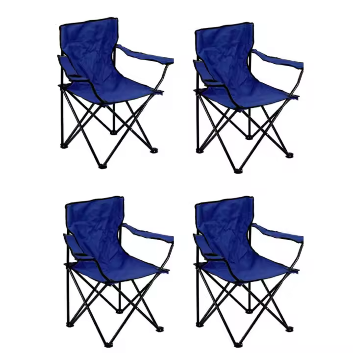 OFERTA[PACK 4] Silla Plegable de Camping de Acero, 50x50x80cm, Silla de Acampada Plegable, Ideal para Camping o Pesca, Estructura de Acero Resistente y Asiento de Lona Impermeable - 1