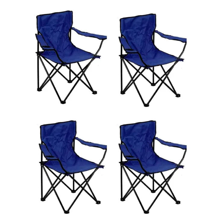 OFERTA[PACK 4] Silla Plegable de Camping de Acero, 50x50x80cm, Silla de Acampada Plegable, Ideal para Camping o Pesca, Estructura de Acero Resistente y Asiento de Lona Impermeable - 1
