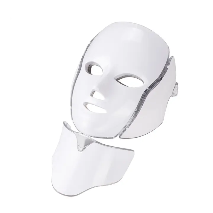 Mascarilla Facial with Luz LED para Cuello, Máscara de therapy LED para rejuvenecimiento de la piel, antiacné de Belleza, masajeador signatures de estiramiento Facial, 7 Colores - 1