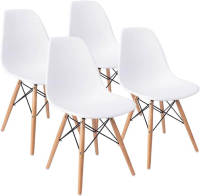 ALLinlife Silla de comedor de estilo moderno ensamblada Silla DSW moderna de mediados de siglo, silla de plástico Shell Lounge para cocina, comedor, dormitorio, sala de estar Juego de 4 sillas laterales - details 3