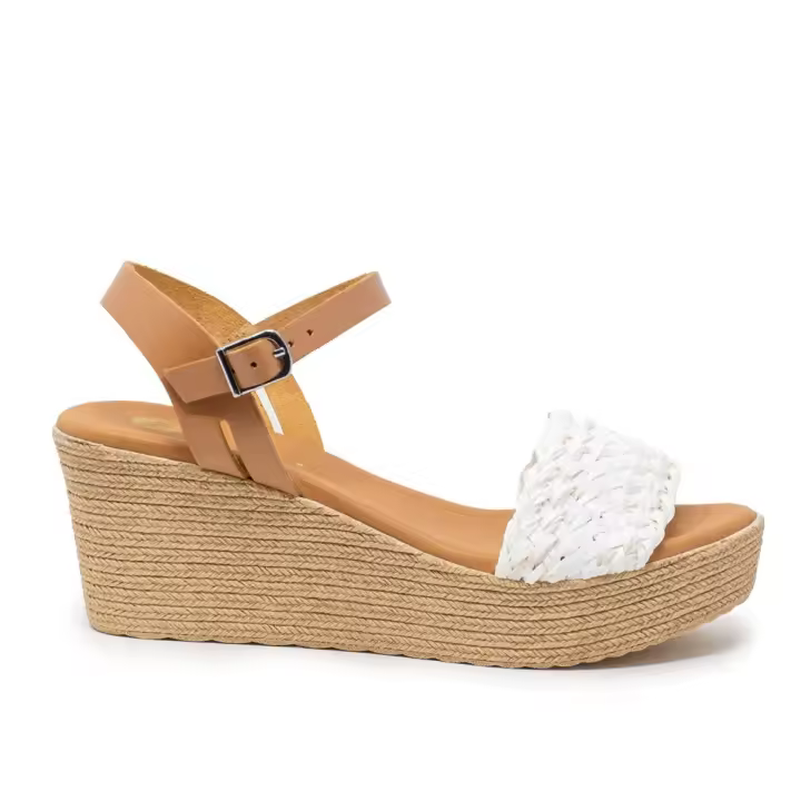 TINA KIZ 2452 Sandalias plataforma mujer 32277 24V SANDALIA PALA TRENZADA BLANCO/TAN - 1