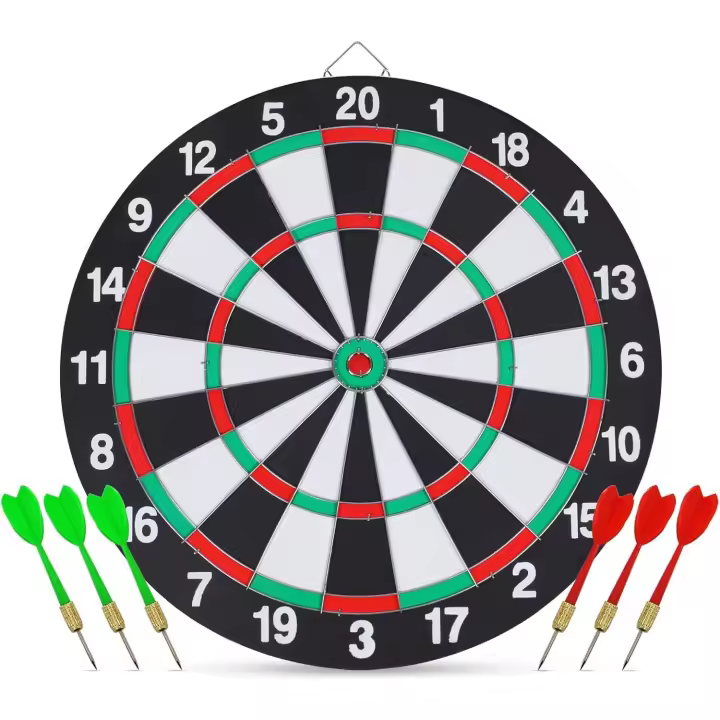 Juego de dardos, juego de dardos de doble cara de 15 pulgadas con 6 dardos de acero y plástico, artículos para adultos, bares, salas de juegos, salas de billar, deportes de ocio familiares - 1