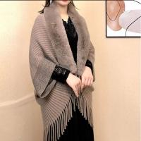 Chal De Punto Para Mujer Con Piel De Peluche Artificial Y Cuello Suelto De Moda Para Vestidos De Noche Boda Invierno Cálido Y Suave - details 2