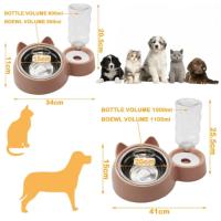 COTTECOTA-Comedero con Bebedero para Gatos y Perros Tamaño Mediano y GrandeColor al azar (Gris, azul o Rosa) Dispensador Agua Alimentador Automatico Fuentes para Mascotas Comedero Tamaño M/L - details 0
