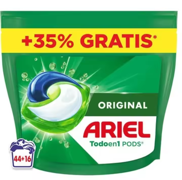 Ariel Todo En 1 PODS, Detergente Líquido Para Lavadora 60 Cápsulas Original Lavados, 5 Acciones, El embalaje puede variar - 1